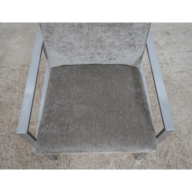 Silver Pair Mid Century Modern Steel Armchairs For Sale - Image 8 of 12