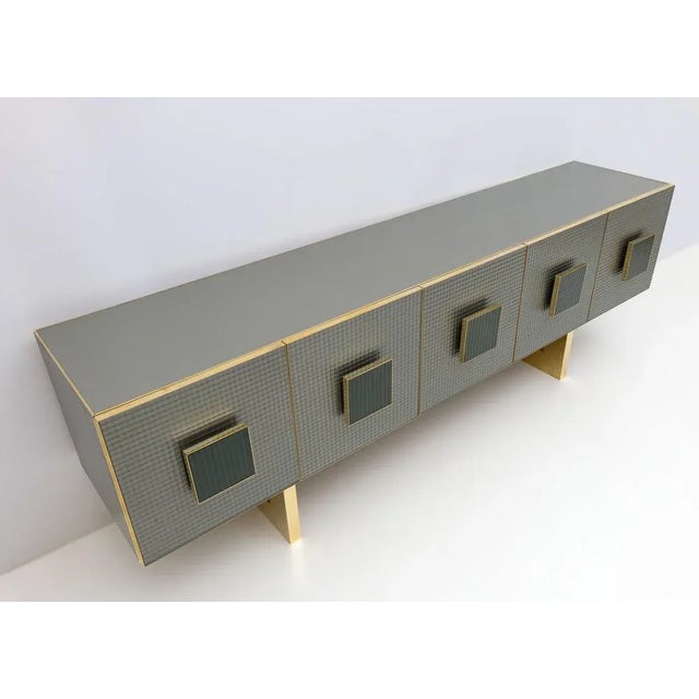 Vintage Italian Bar Sideboard in Glass and Brass, 1980s For Sale - Image 6 of 9