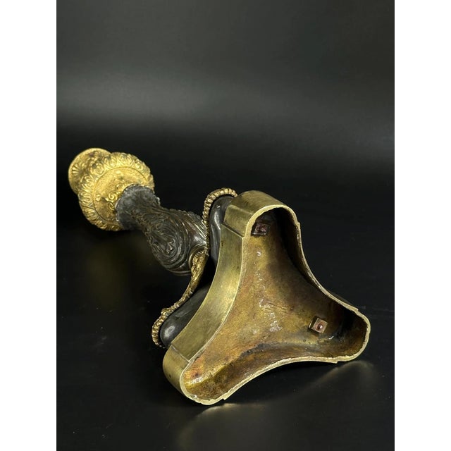 Metal Antique French Empire Gilt and Patinated Bronze Candleholder, 1800s For Sale - Image 7 of 8