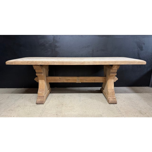 A superb French Solid Oak Farmhouse Dining Table with nice thick top. Dating to the early 1900s and of excellent quality...