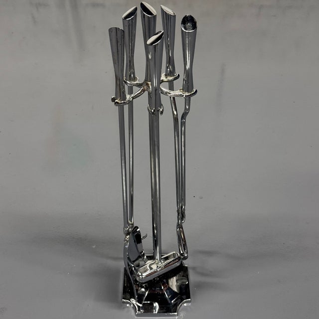 MCM Chrome Fireplace Tool Set For Sale - Image 10 of 12