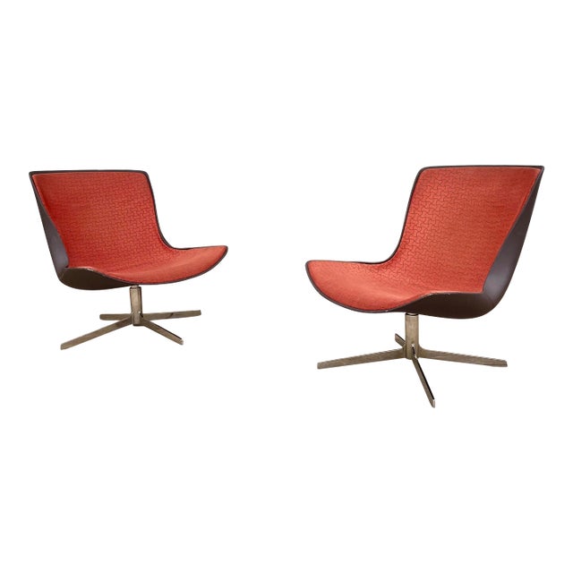 1980s Mid Century Heavy Chrome Swivel Lounge Chairs by Monica Forster for Bernhardt - Set of 2 For Sale