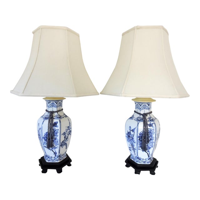 Blue & White Chinoiserie Table Lamps A Pair Chairish