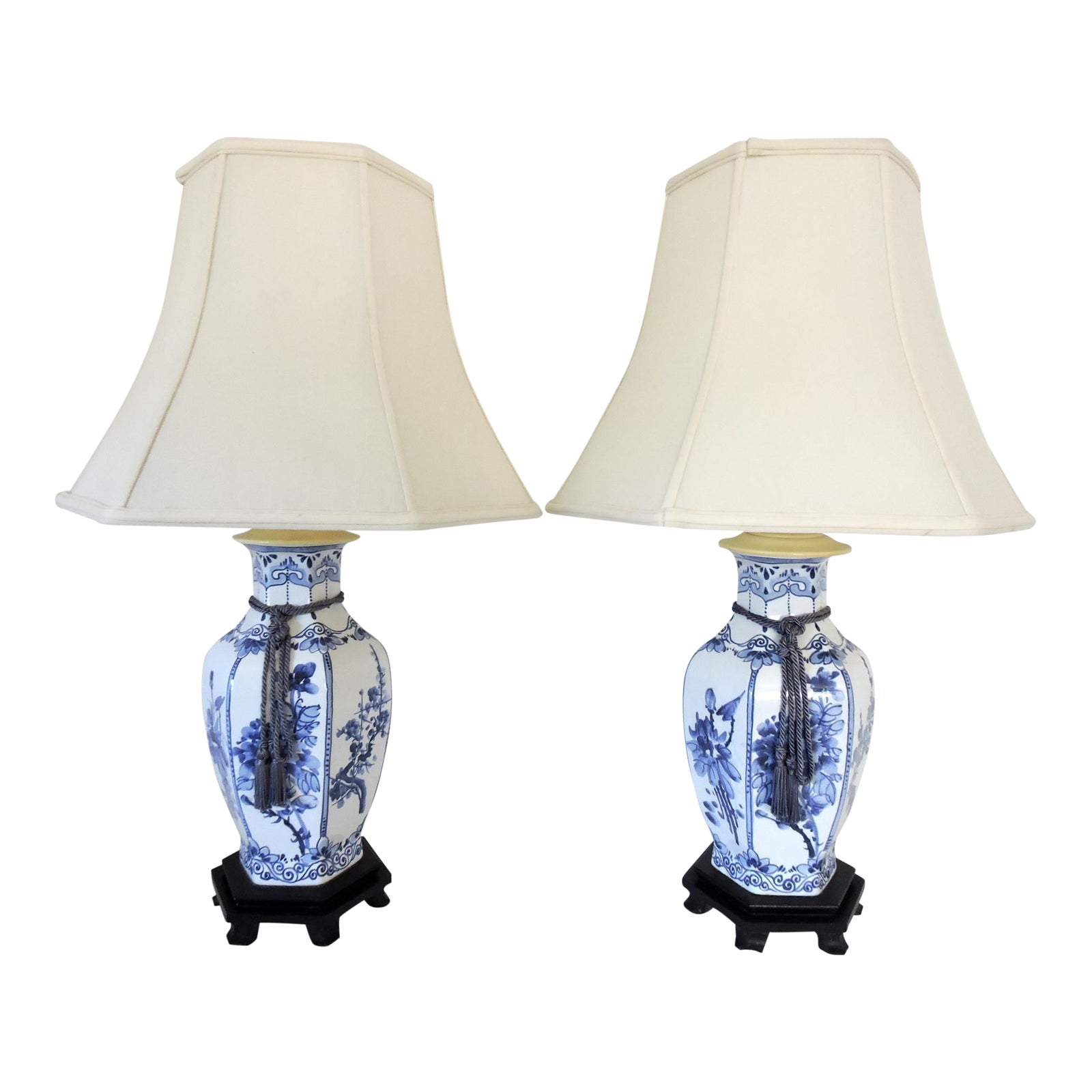 Vintage Blue & White Porcelain Chinese Table Lamps a Pair Chairish