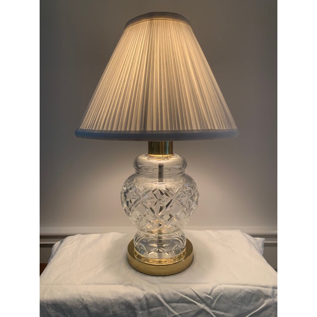 Vintage Waterford Crystal Lamp With White Silk Shade Chairish