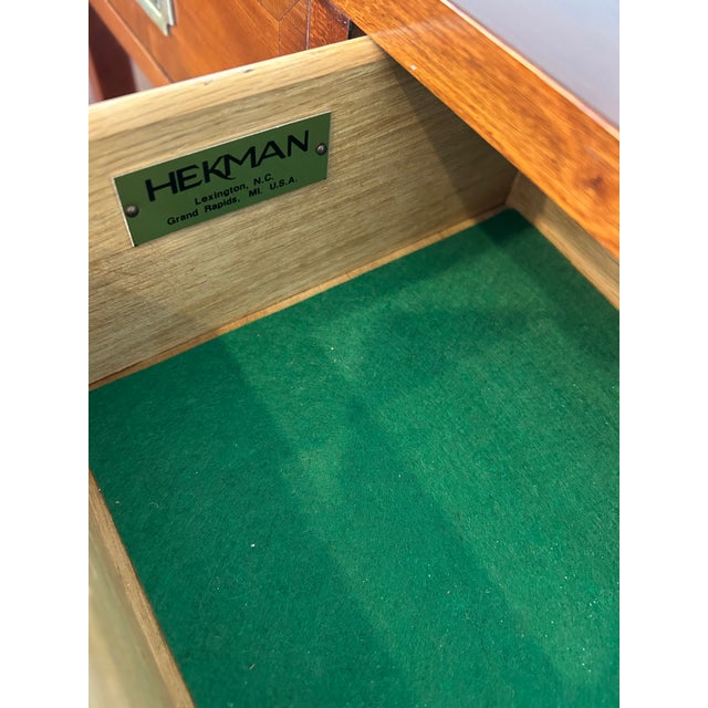 Wood Vintage Hekman Campaign-Style Console Table For Sale - Image 7 of 12