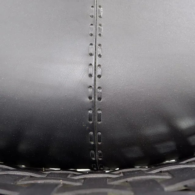 Set of Black Woven Leather Lounge Chairs For Sale - Image 3 of 12