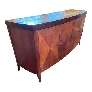 Mid 20th Century Hickory & White Sideboard Art Deco Marquetry Door Buffet For Sale