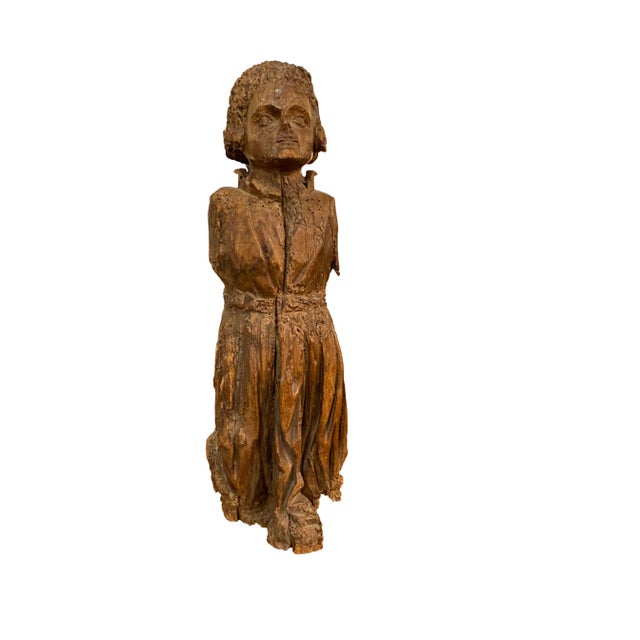 Brown 16th Century Carved Statue of a Man For Sale - Image 8 of 8