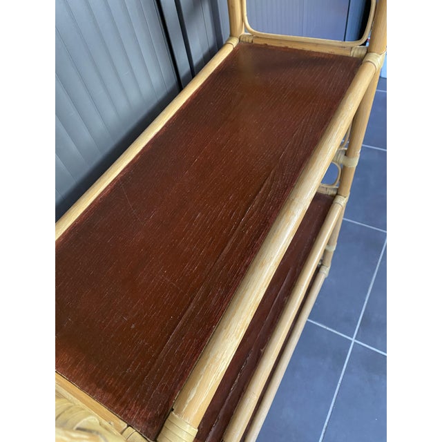 Vintage Leather and Rattan Bookcase, 1970s For Sale - Image 11 of 18