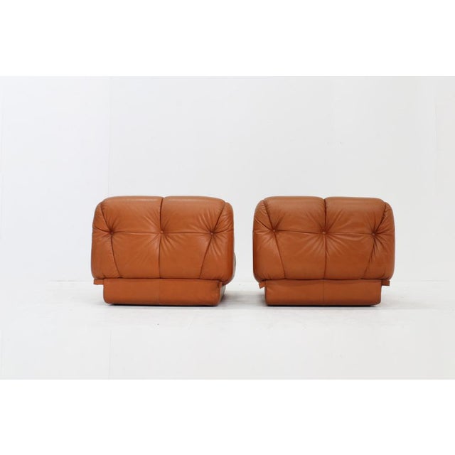 Vintage Nuvolone Lounge Chairs in Cognac Leather from Mimo Padova, Italy, 1970s, Set of 2 For Sale - Image 3 of 11