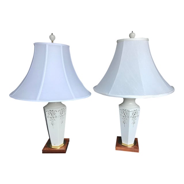 Lenox Renaissance Lace Table Lamps - Pair | Chairish