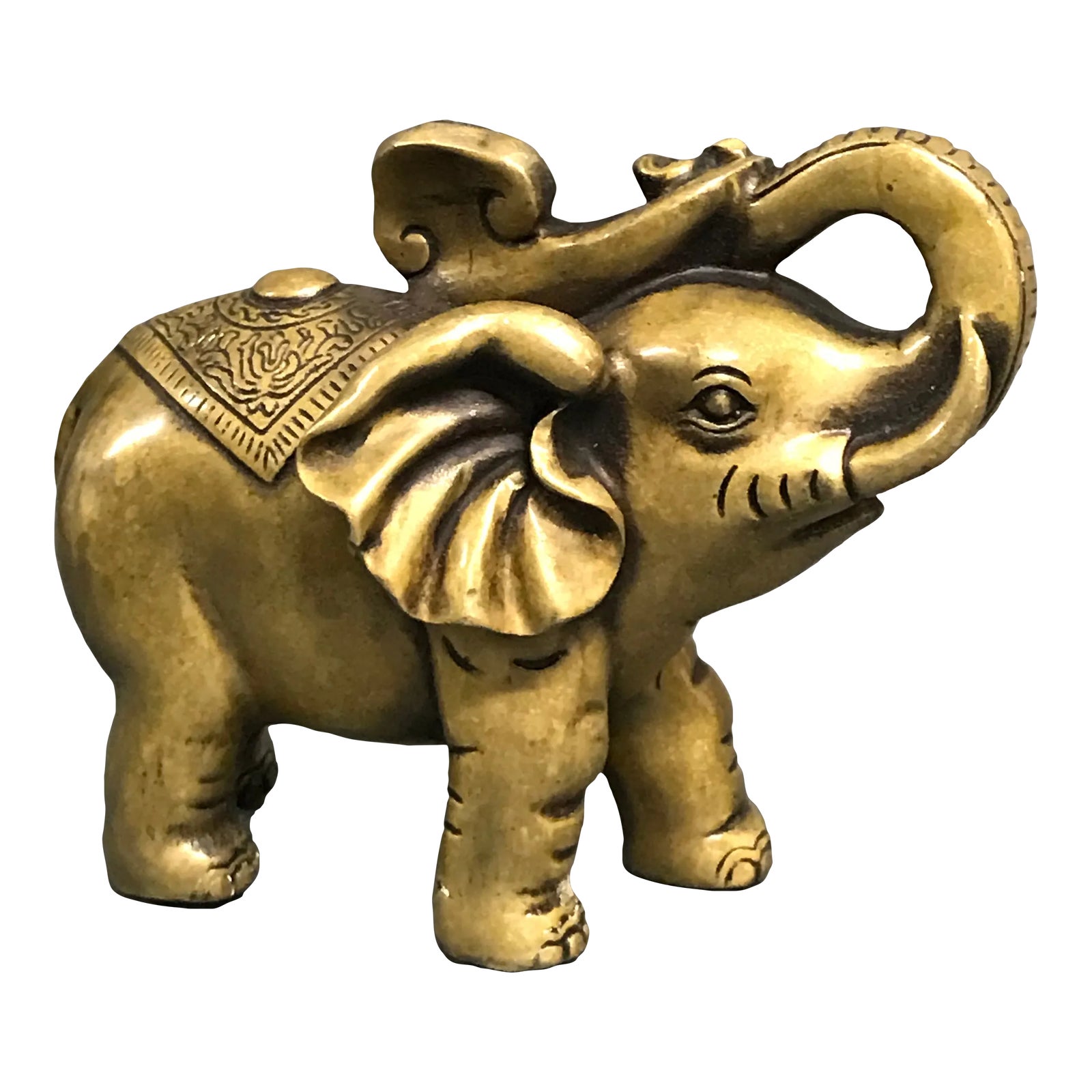 Late 20th Century Chinese Art Gold Gilt Bronze Elephant Sculpture