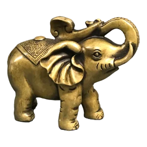 Late 20th Century Chinese Art Gold Gilt Bronze Elephant Sculpture