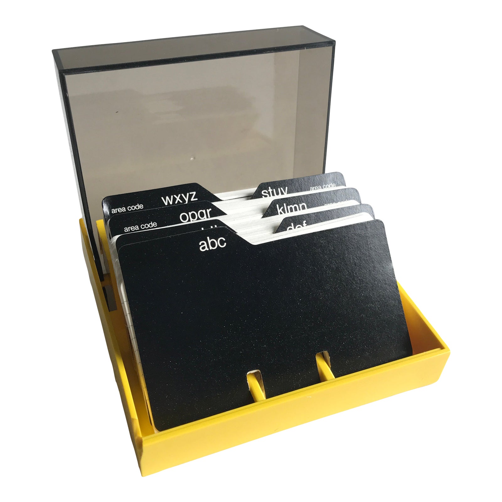 1970s Vintage Eldon Elf Yellow Smoky Gray Rolodex Phone Address File