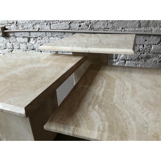Stone International Vintage Italian Postmodern Travertine Coffee Table Trio - 3 Pieces For Sale - Image 4 of 8