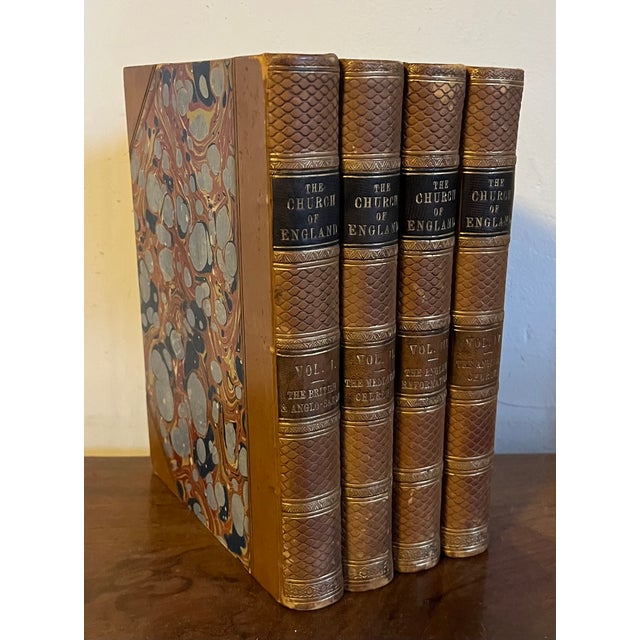 Antique 19th Century Fine Leather Bindings - History Books - The Church of England - 4 Volumes For Sale - Image 10 of 11