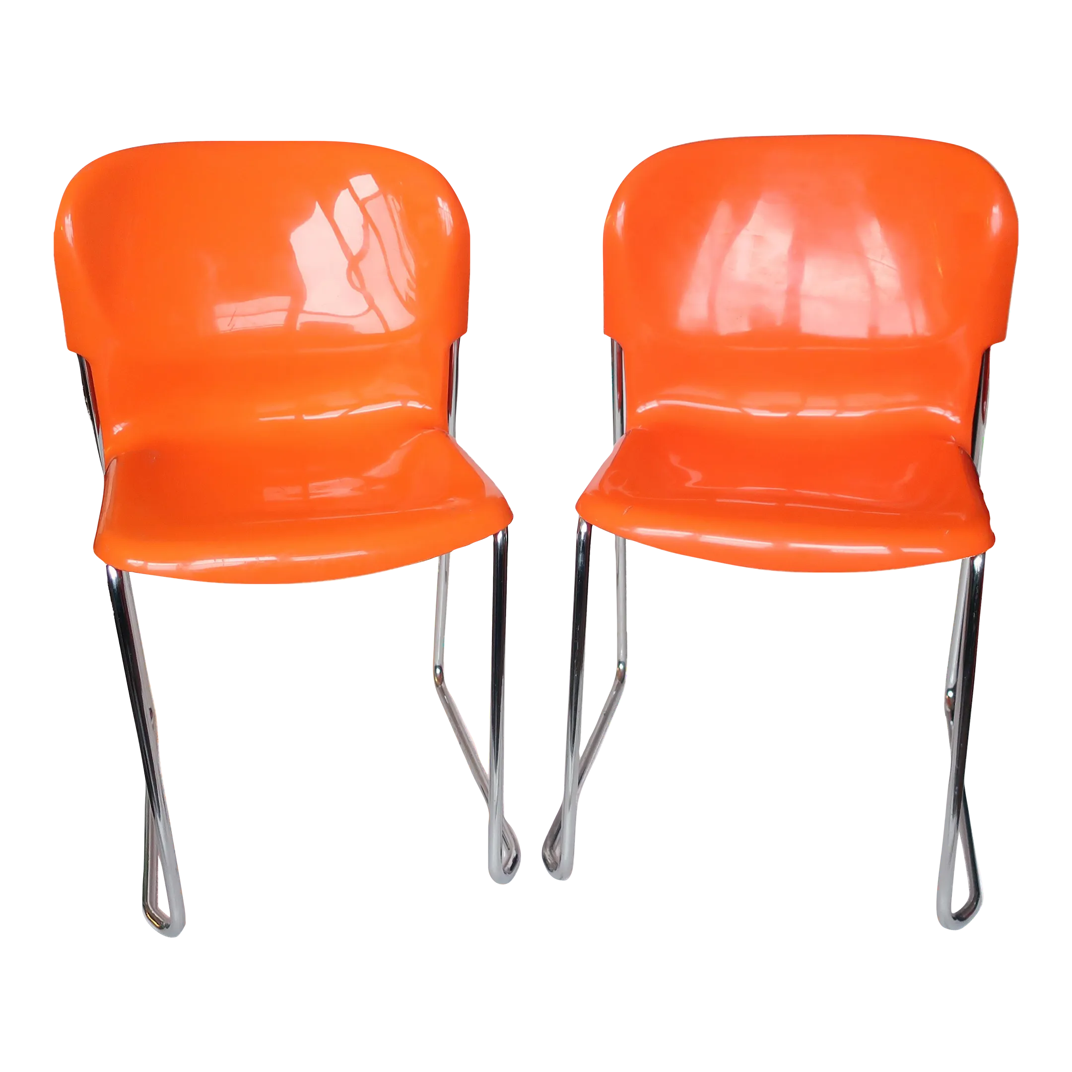 Pair of Orange Sm 400 Swing Chairs by Gerd Lange for Drabert
