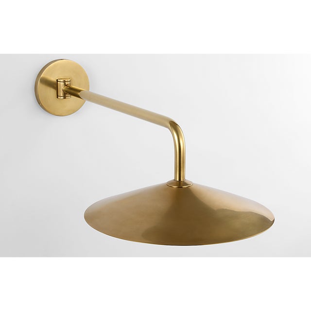 Brass Amber Lewis for Visual Comfort Signature Ponce 9" Articulating Sconce in Hand-Rubbed Antique Brass with Hand-Rubbed Antique Brass Shade For Sale - Image 8 of 11