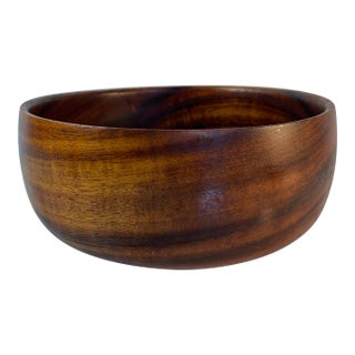 Mid 20th Century Signed Hawaiian Koa Wood Bowl Handcrafted Vessel For Sale