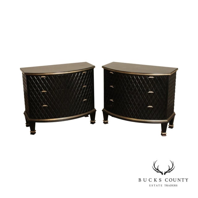 Century Omni Collection Contemporary Pair of Bow Front Ebonized Chests For Sale - Image 13 of 13