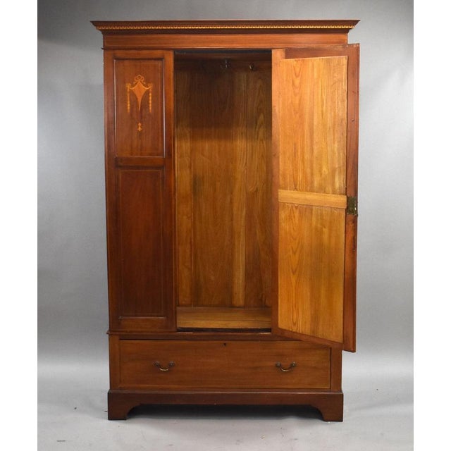 Wood Edwardian Inlaid Mahogany Wardrobe, 1910 For Sale - Image 7 of 9