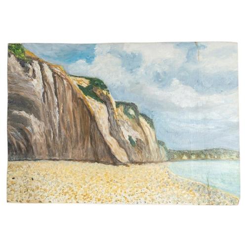 The Cliffs of Dieppe, 20th Century, Oil on Cardboard For Sale - Image 5 of 5