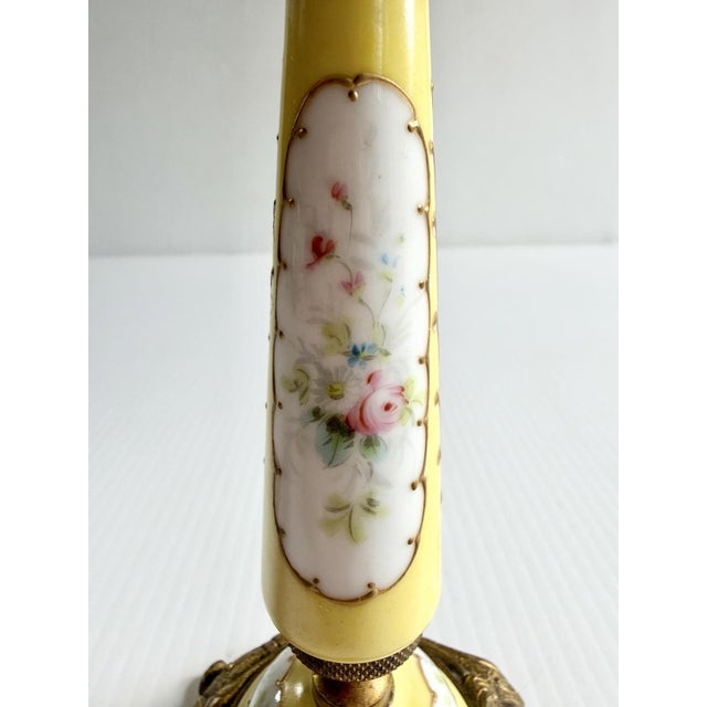 Brass Antique Victorian Signed Porcelain & Brass Sevres Candle Holder, Painted Lady For Sale - Image 8 of 14