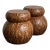 Vintage Wood Mosaic Low Stools - A Pair For Sale