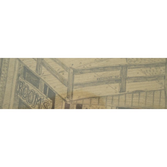 1967 Bob Everett "Centennial Before the Storm" Drawing Old Western Town Scene For Sale - Image 6 of 6