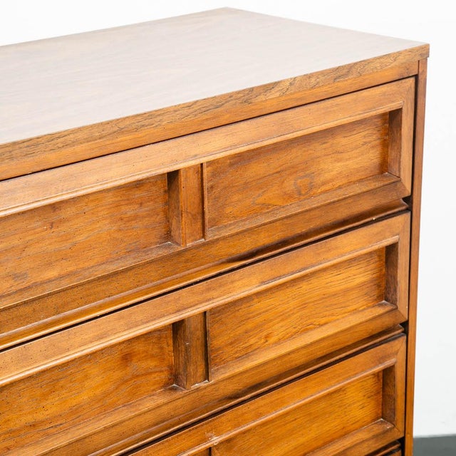 Mid Century Modern Highboy Dresser Morris of California Walnut Drawer 5 Drawer For Sale - Image 10 of 12
