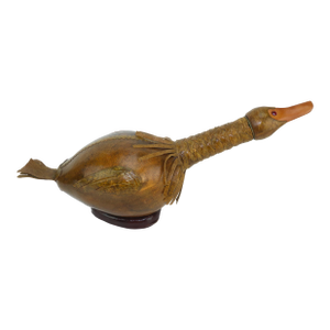 Mid 20th Century Italian Leather Covered Glass Duck Decanter