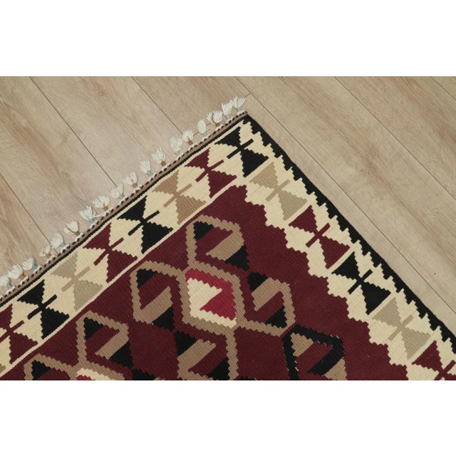 1960s Traditional Burgundy Wool Rug For Sale - Image 9 of 13