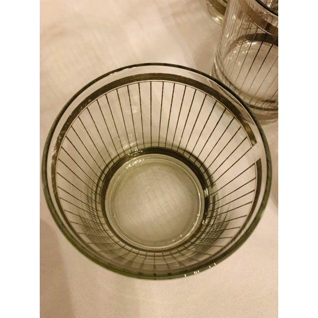 Transparent Georges Briard Silver Mirror Pin Stripe Low Ball Glasses - Set of 6 For Sale - Image 8 of 12