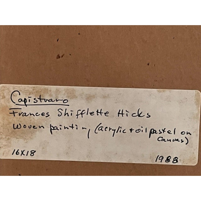 Frances Shifflette Hicks 1988 Woven Painting Capistrano 3d Shadowbox Art For Sale - Image 9 of 11