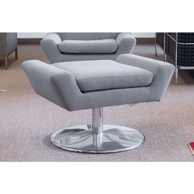DellaRobbia Tech Contemporary Modern Chrome & Fabric Lounge Chair & Ottoman For Sale - Image 9 of 11