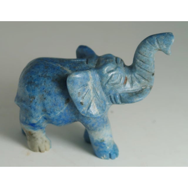 Hand-Carved Miniature Elephant of Naturally Occurring Blue and Brown Sodalite Stone For Sale - Image 4 of 12