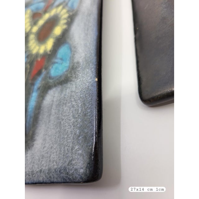 Vintage Enamel Triptych Flora & Fauna, 1950s, Set of 3 For Sale - Image 14 of 15