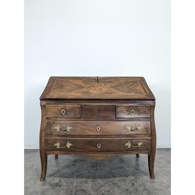 Walnut Slant-Back Secretary Desk For Sale - Image 4 of 14