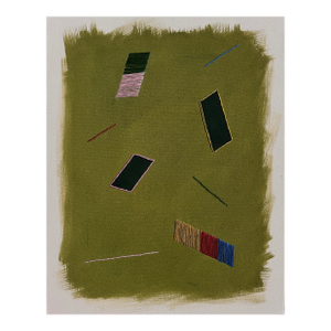 Original Painting | Olive Green Abstract Geometric Stretched Canvas Painting, 16 X 20 In.