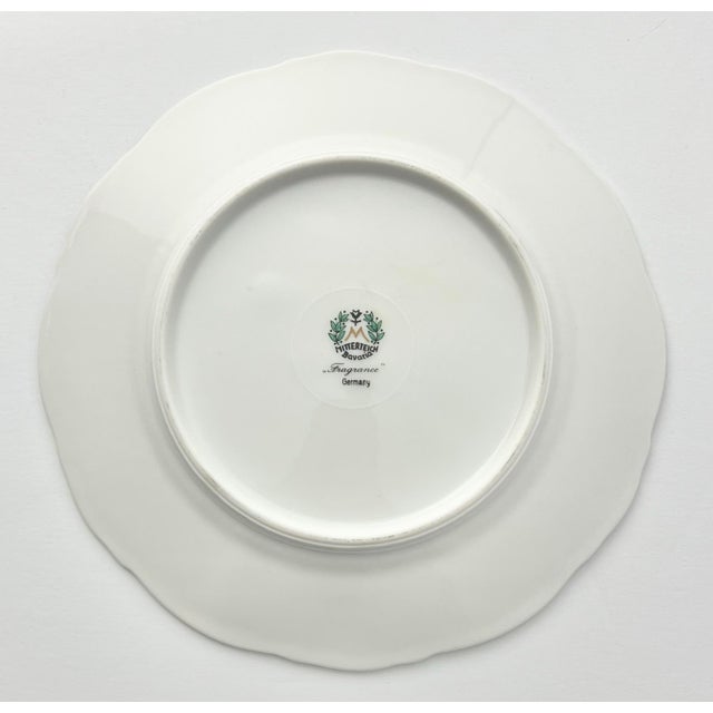 1960s English Traditional Mitterteich “Fragrance” Porcelain Bread Plates - Set of 11 For Sale - Image 4 of 5