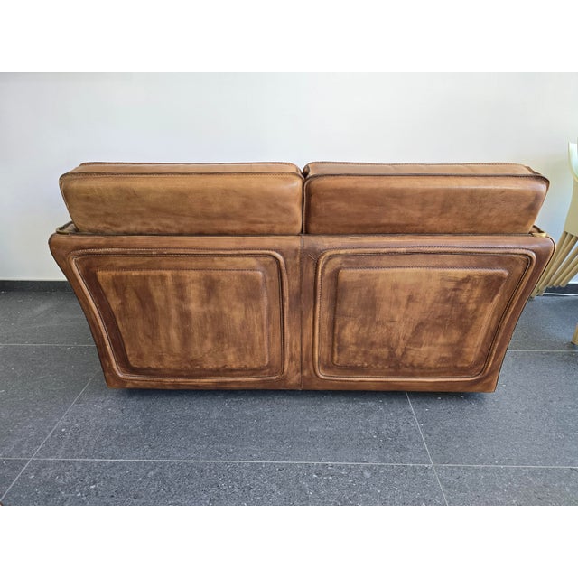 Vintage Living Room Set in Cognac Buffalo Leather from Roche Bobois, 1980s, Set of 3 For Sale - Image 17 of 18