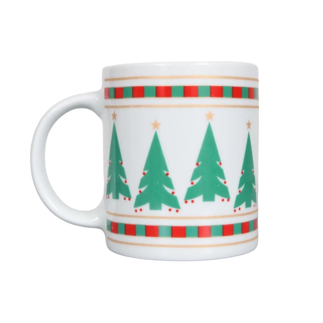 Contemporary Christmas Tree Mugs - Set of 4 For Sale - Image 3 of 7