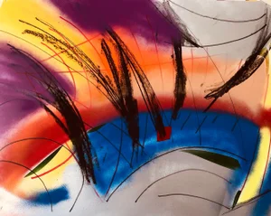 Meteor Painting Mixed-Media by Erik Sulander 28x22