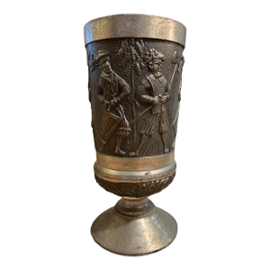 1970s Vintage Footed Pewter Fighting Irish Goblet by Mullingar