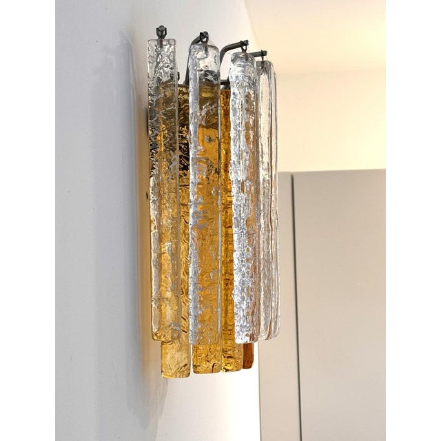 Italian Mid-Century Murano Glass Wall Sconce in two rows and colors Beautiful wall sconce made of strong nickel wall...