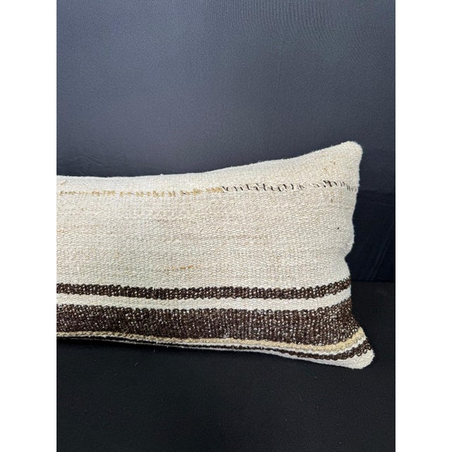 Turkish Hemp Pillow Cushion Natural Beige Brown Cushion Cover 12"x46" For Sale - Image 4 of 4