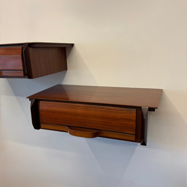 Vintage Wall Mounted Bedside Tables, 1950s, Set of 2, in Very Good conditions. Designed 1950 to 1959 I have official proof...