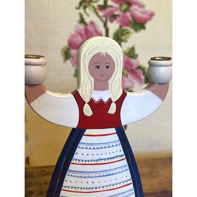1970s Hand Painted Dutch Folk Art Style Candle Holder For Sale In Seattle - Image 6 of 6