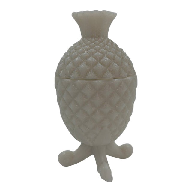 19th-Century French Portieux-Vallerysthal Milk Glass Pineapple Lidded Dish/Box For Sale